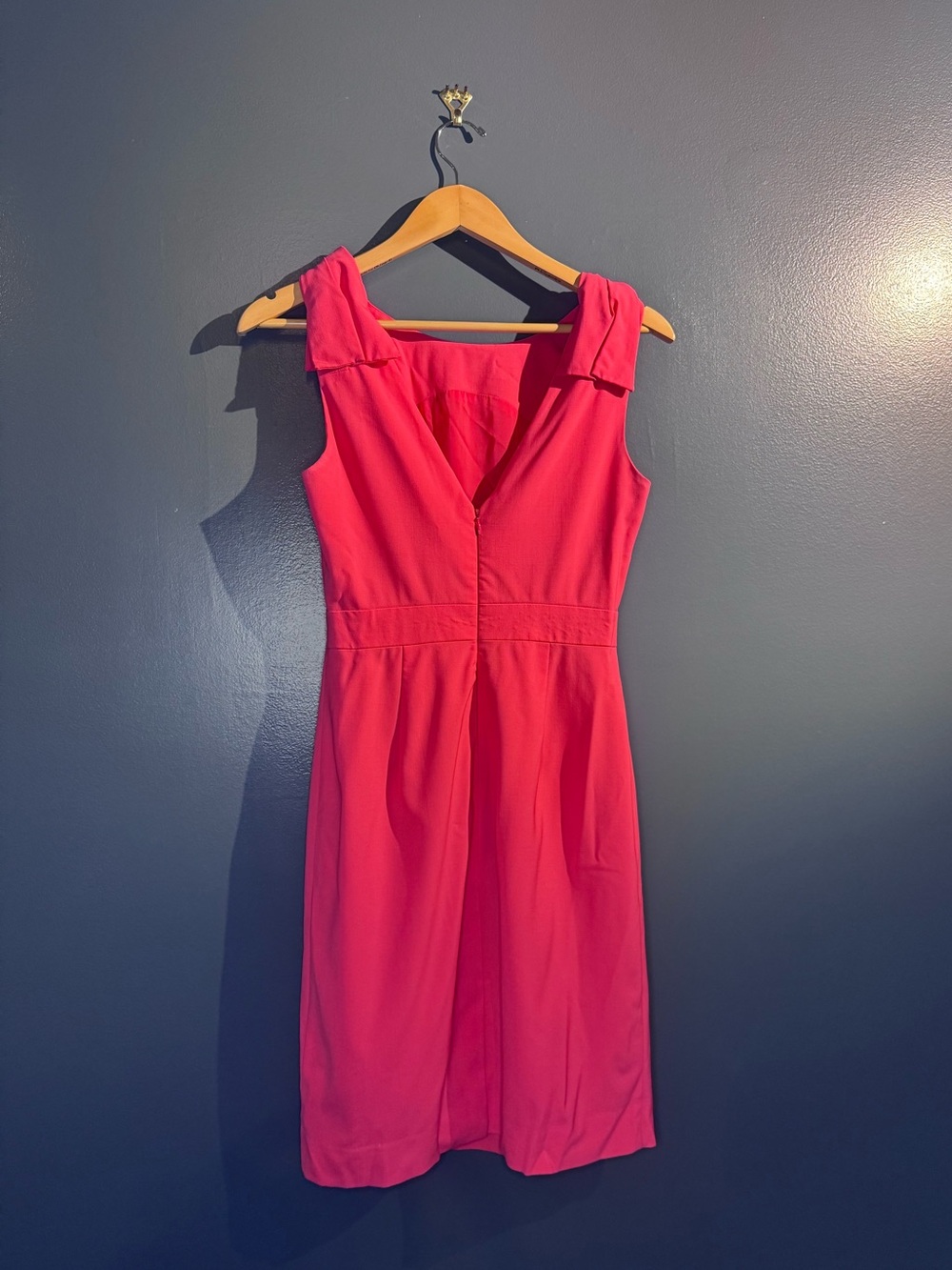 J. Crew Origami Coral-Red Bow Shoulder Sheath Dress feminine Wedding guest 2 - Picture 4 of 5